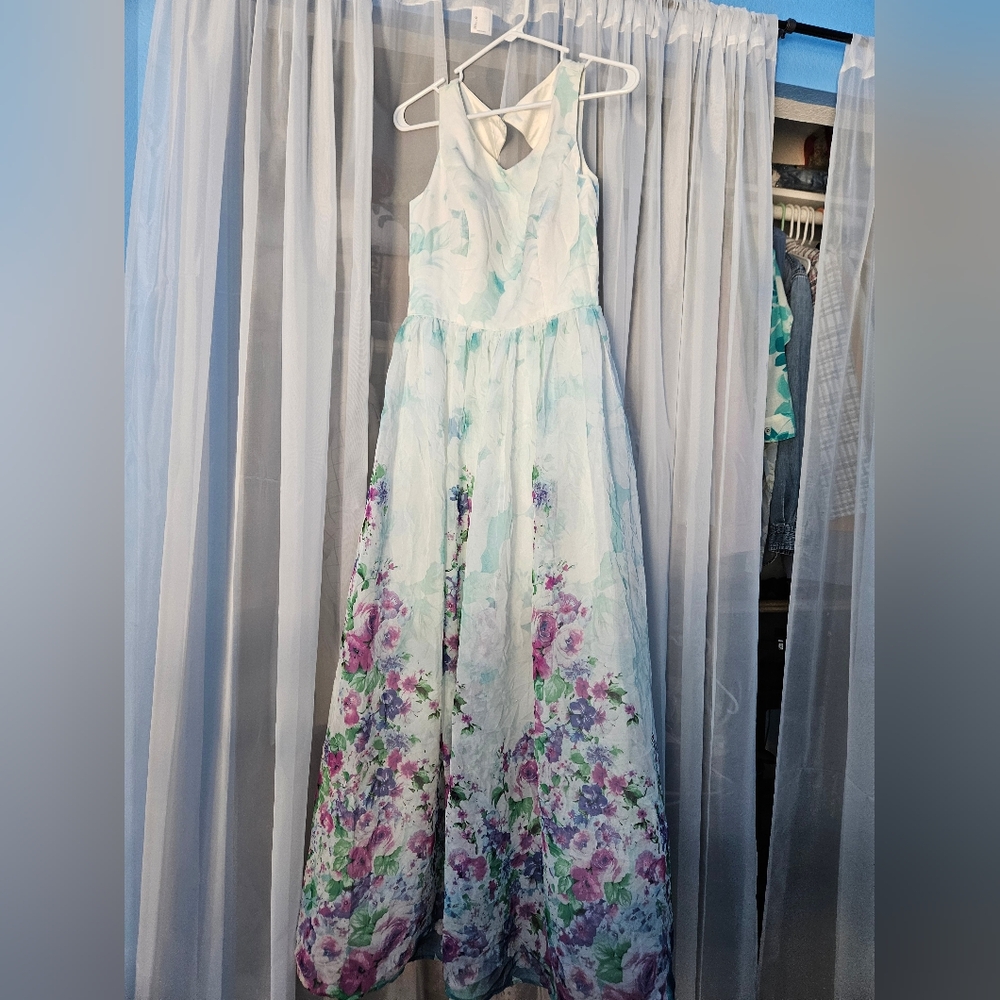 Floral formal dress with cutout back